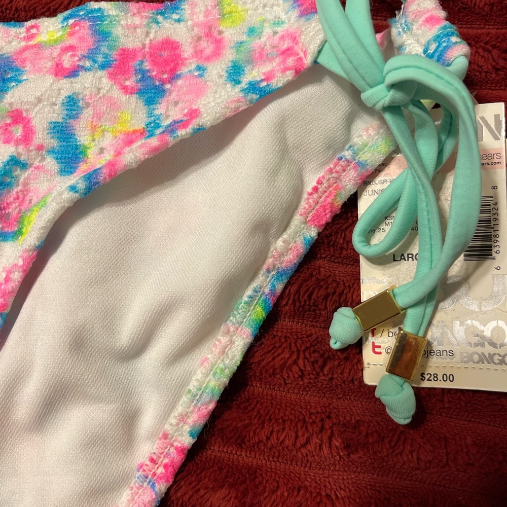 NWT BONGO Colorful Bikini Bottom with Side Ties - Picture 2 of 4
